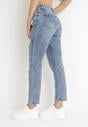 Niebieskie Jeansy Mom Fit z Przedarciami Arerena