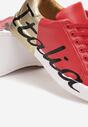 Czerwono-Złote Sneakersy z Ekoskóry i Nadrukiem Damadite