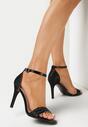 Czarne Sandały Połyskujące na Szpilce Semma