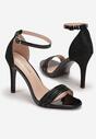 Czarne Sandały Połyskujące na Szpilce Semma