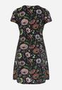 Granatowo-Ciemnoróżowa Rozkloszowana Sukienka w Kwiaty Pivona
