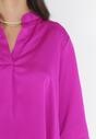 Ciemnoróżowa Bluzka z Dłuższym Tyłem i Podpinanymi Rękawami Rohia