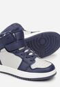 Niebieskie Buty Sportowe z Cholewką za Kostkę i Rzepem Mancy