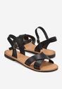 Czarne Płaskie Sandały ze Skrzyżowanymi Paskami i Sprzączką Ivala