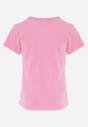 Różowa Bawełniana Koszulka z Krótkimi Rękawami i Kolorowym Nadrukiem Kyran