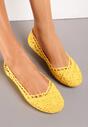 Żółte Koronkowe Balerinki Wsuwane Treada