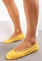 Żółte Koronkowe Balerinki Wsuwane Treada