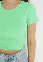 Zielony Dopasowany T-shirt o Skróconym Fasonie Narela