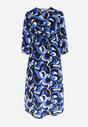 Granatowa Rozkloszowana Sukienka Maxi w Fantazyjny Print Blanis