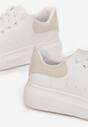 Biało Beżowe Sneakersy z Ozdobnym Zapiętkiem Erita