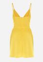 Żółta Sukienka Mini z Głębokim Kopertowym Dekoltem i Marszczeniem Kaylora