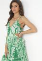 Zielona Rozkloszowana Sukienka Maxi na Cienkich Ramiączkach Betta