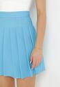 Niebieska Spódnica Mini z Zakładkami Colraci