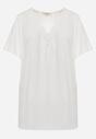 Biała Bluzka z Krótkimi Rękawami i Ozdobnym Haftem Emmania