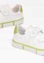 Biało-Zielone Buty Sportowe na Rzepy z Wkładką ze Skóry Naturalnej Aspethea