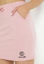 Różowa Bawełniana Spódnica Mini z Gumką w Pasie i Sznurkiem Metzi