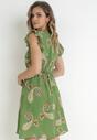 Zielona Rozkloszowana Sukienka z Wiskozy we Wzór Paisley Marinetta