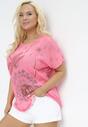 Fuksjowy T-shirt z Nadrukiem z Cyrkonii Anatisa