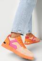 Pomarańczowe Sneakersy przed Kostkę z Metaliczną Wstawką Nevata