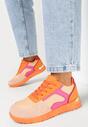 Pomarańczowe Sneakersy przed Kostkę z Metaliczną Wstawką Nevata