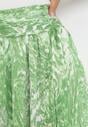 Zielona Rozkloszowana Spódnica Maxi z Wysokim Stanem i Gumkami w Pasie Nunus