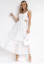 Biała Sukienka Maxi na Wiązanych Ramiączkach z Wycięciem na Plecach Ulati