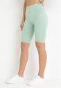 Miętowe Dopasowane Szorty Kolarki Molive