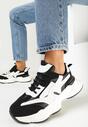 Czarne Sneakersy na Grubej Podeszwie z Ozdobnymi Wstawkami Hamaconi