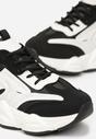 Czarne Sneakersy na Grubej Podeszwie z Ozdobnymi Wstawkami Hamaconi