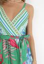 Zielona Sukienka Maxi w Kwiatowy Wzór na Ramiączkach Brixle