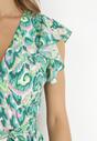 Zielona Błyszcząca Sukienka Maxi z Falbankami i Materiałowym Paskiem Xisezi