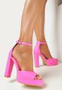 Różowe Sandały na Platformie i Słupku Malelle