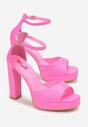 Różowe Sandały na Platformie i Słupku Malelle