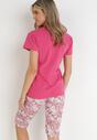 Różowy 2-częściowy Komplet Piżamowy z Koszulką i Spodniami 3/4 Kaidence