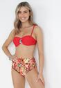 Czerwone Bikini Push Up z Odpinaną Broszką Magdalin