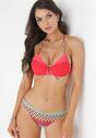 Czerwone Bikini z Wzorzystymi Figami I Biustonoszem Push Up Stellecca