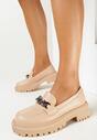 Beżowe Mokasyny na Grubej Podeszwie z Klamerką Noca