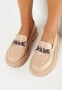Beżowe Mokasyny na Grubej Podeszwie z Klamerką Noca