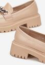Beżowe Mokasyny na Grubej Podeszwie z Klamerką Noca