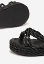 Czarne Sandały na Plecionej Platformie z Wiązaniem Moushira