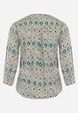 Jasnozielona Koszulowa Bluzka z Wiskozy w Mozaikowy Wzór Wrincesa