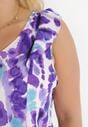 Fioletowa Bluzka Top z Falbankami w Abstrakcyjny Wzór Tie-Dye Macina
