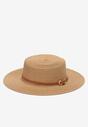 Beżowy Kapelusz Pleciony z Paskiem Ivelia
