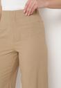 Beżowe Bawełniane Spodnie z Szerokimi Nogawkami i Wysokim Stanem Vanza