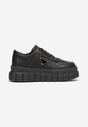 Czarne Sneakersy na Grubej Podeszwie z Perforacją Laky