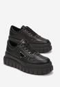 Czarne Sneakersy na Grubej Podeszwie z Perforacją Laky