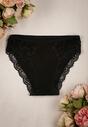 Czarne Prążkowane Majtki Figi z Koronką Arielis