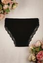 Czarne Prążkowane Majtki Figi z Koronką Arielis