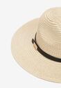 Beżowy Kapelusz z Szerokim Rondem i Paskiem Sonloa