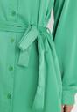 Zielona Koszula Sukienka Wiązana w Pasie Jila